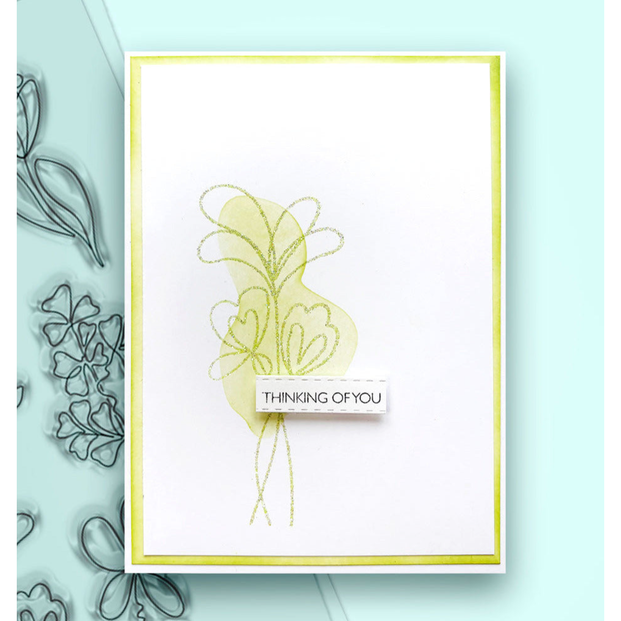 Polkadoodles Hello Sketchy Flower Color Bloc Stamp and Stencil Bundle thinking of you