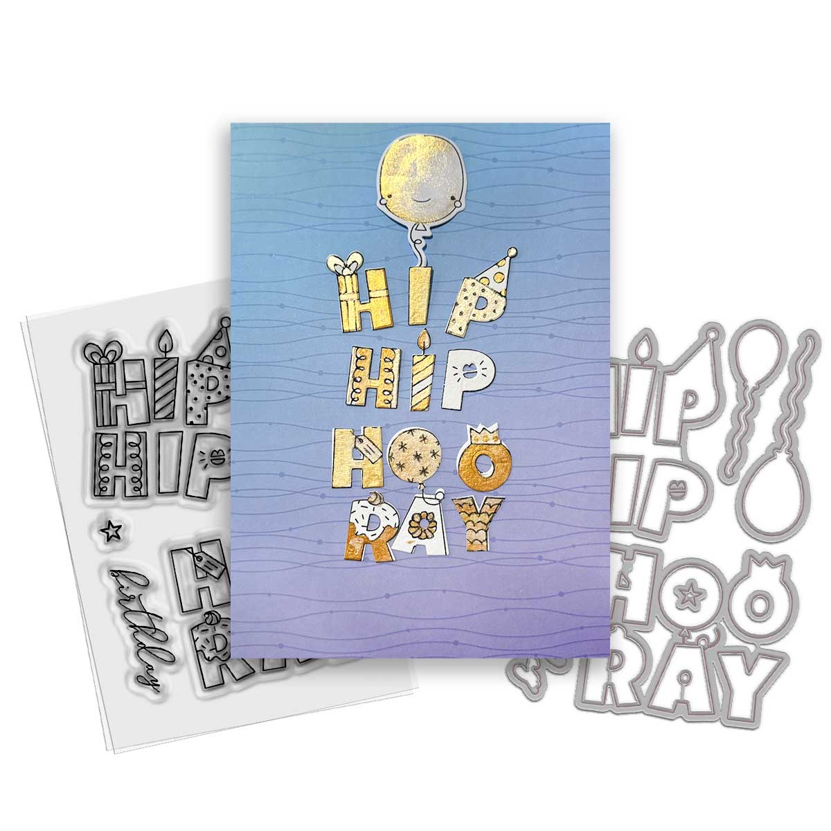 Polkadoodles Hip Hip Hooray Outline Clear Stamps pd8830 birthday