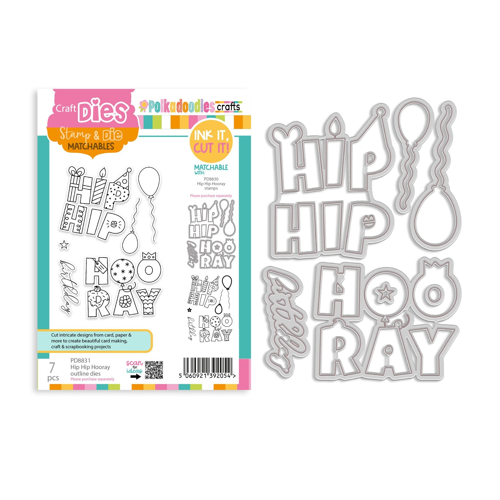 Polkadoodles Hip Hip Hooray Outline Dies pd8831
