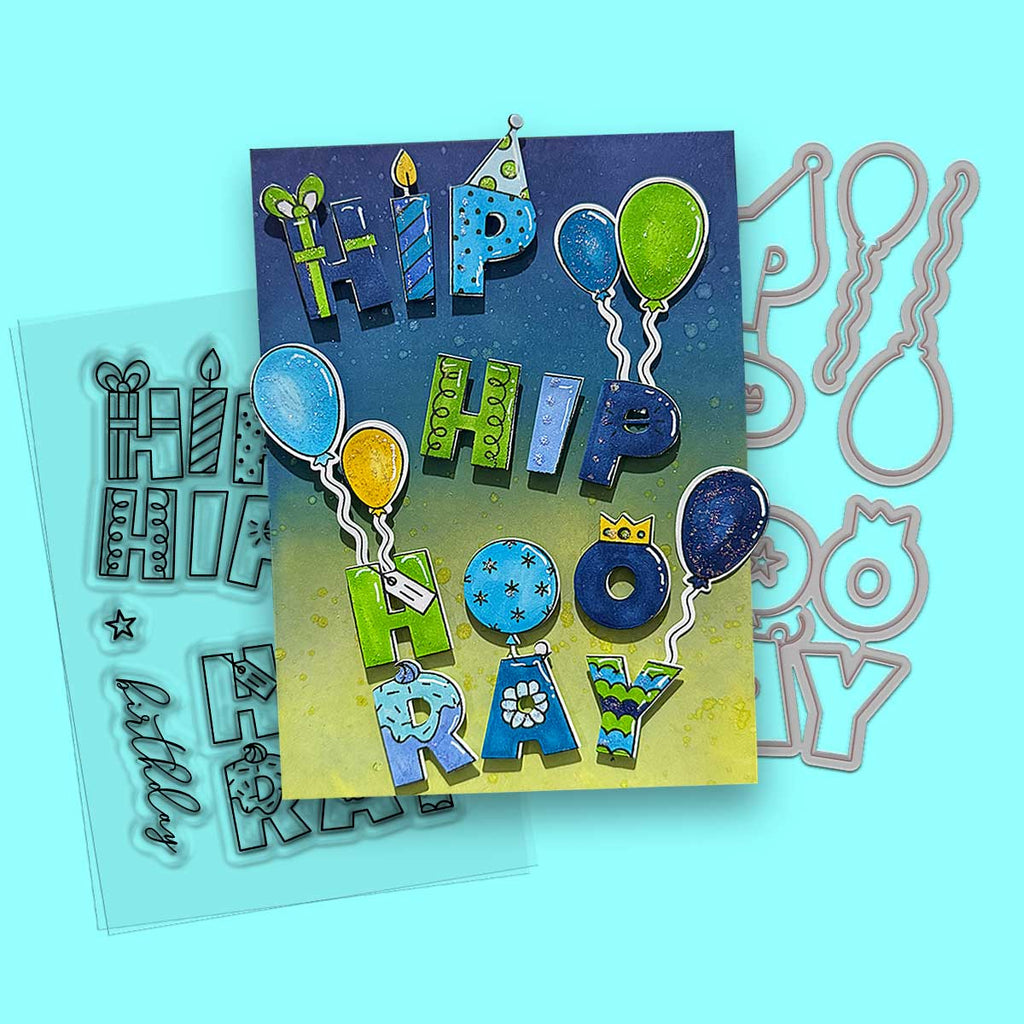 Polkadoodles Hip Hip Hooray Outline Dies pd8831 blue