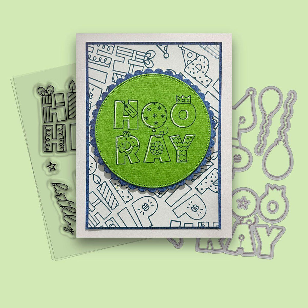 Polkadoodles Hip Hip Hooray Stamp and Die Bundle celebrate