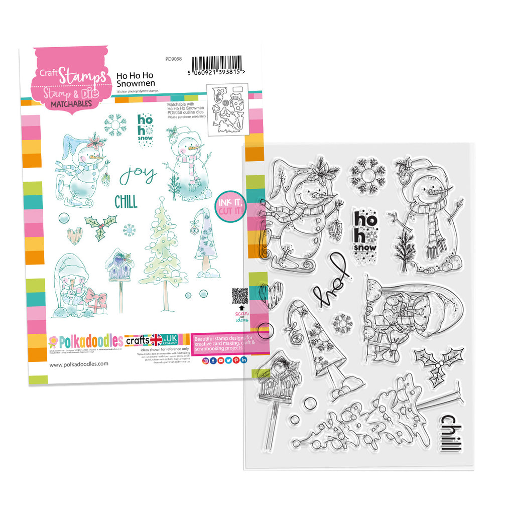 Polkadoodles Ho Ho Snowmen Christmas Holiday Clear Stamps pd9058
