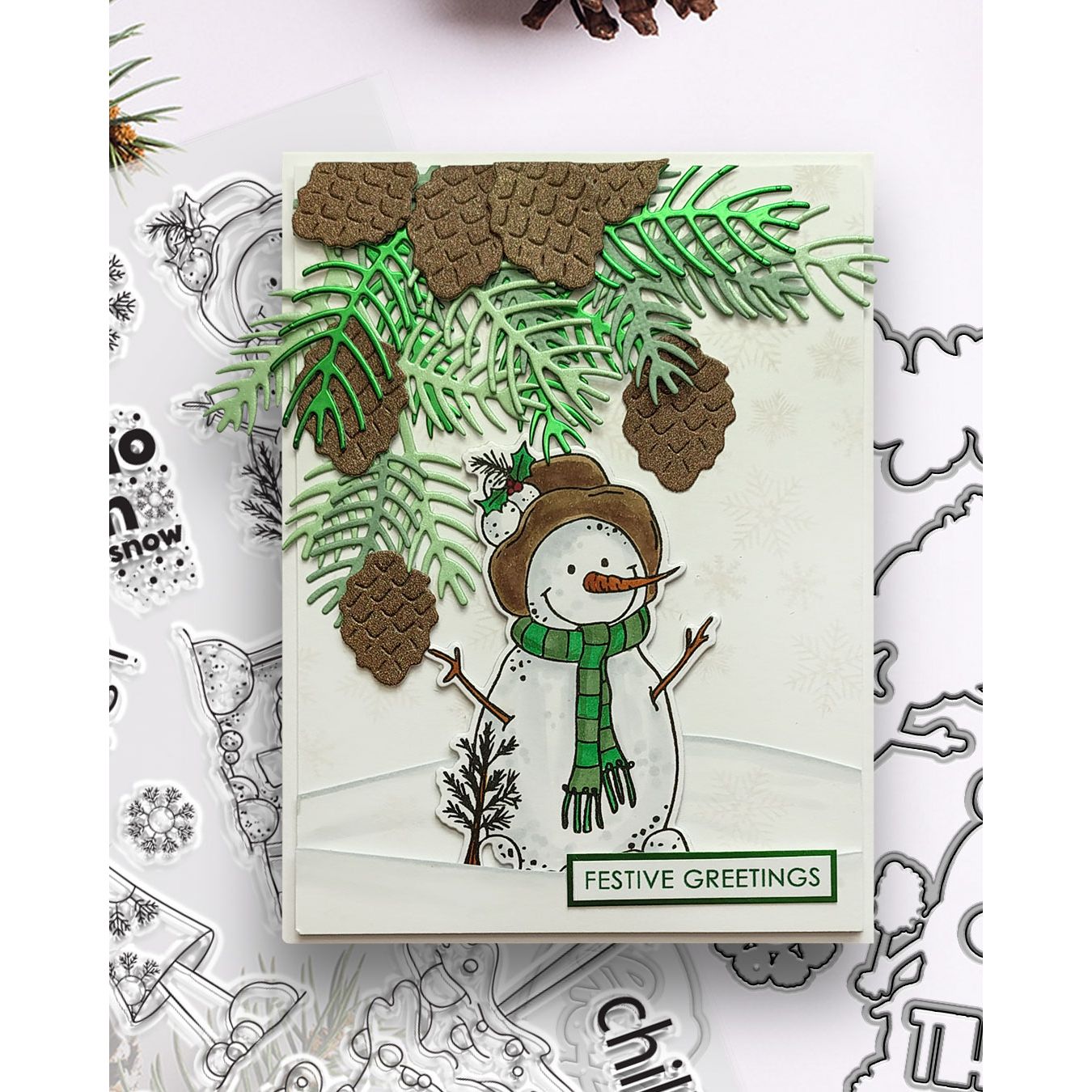 Polkadoodles Ho Ho Snowmen Christmas Holiday Clear Stamps pd9058 pinecone