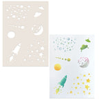 Polkadoodles Into Space Rockets, Planet and Aliens 6x8 Stencil pd9139 color
