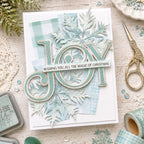Polkadoodles Joy Text Dies pd9183 blue magic of christmas card