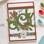 Polkadoodles Joy Text Dies pd9183 greenery polka dot holiday card