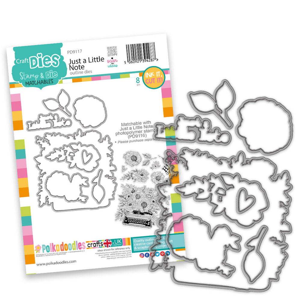 Polkadoodles Just A little Note Outline Dies pd9117