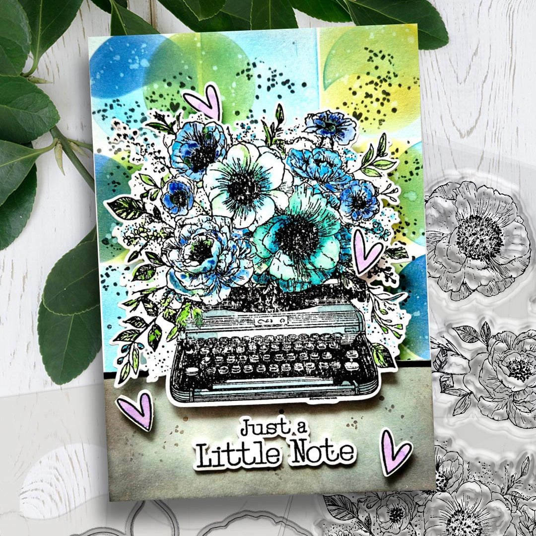 Polkadoodles Just A little Note Outline Dies pd9117 typewriter