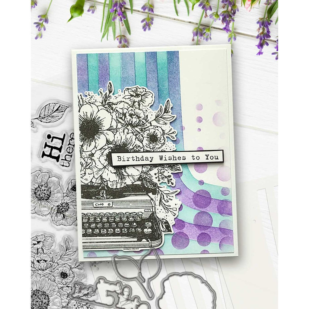 Polkadoodles Just A little Note Stamp and Die Bundle birthday wishes