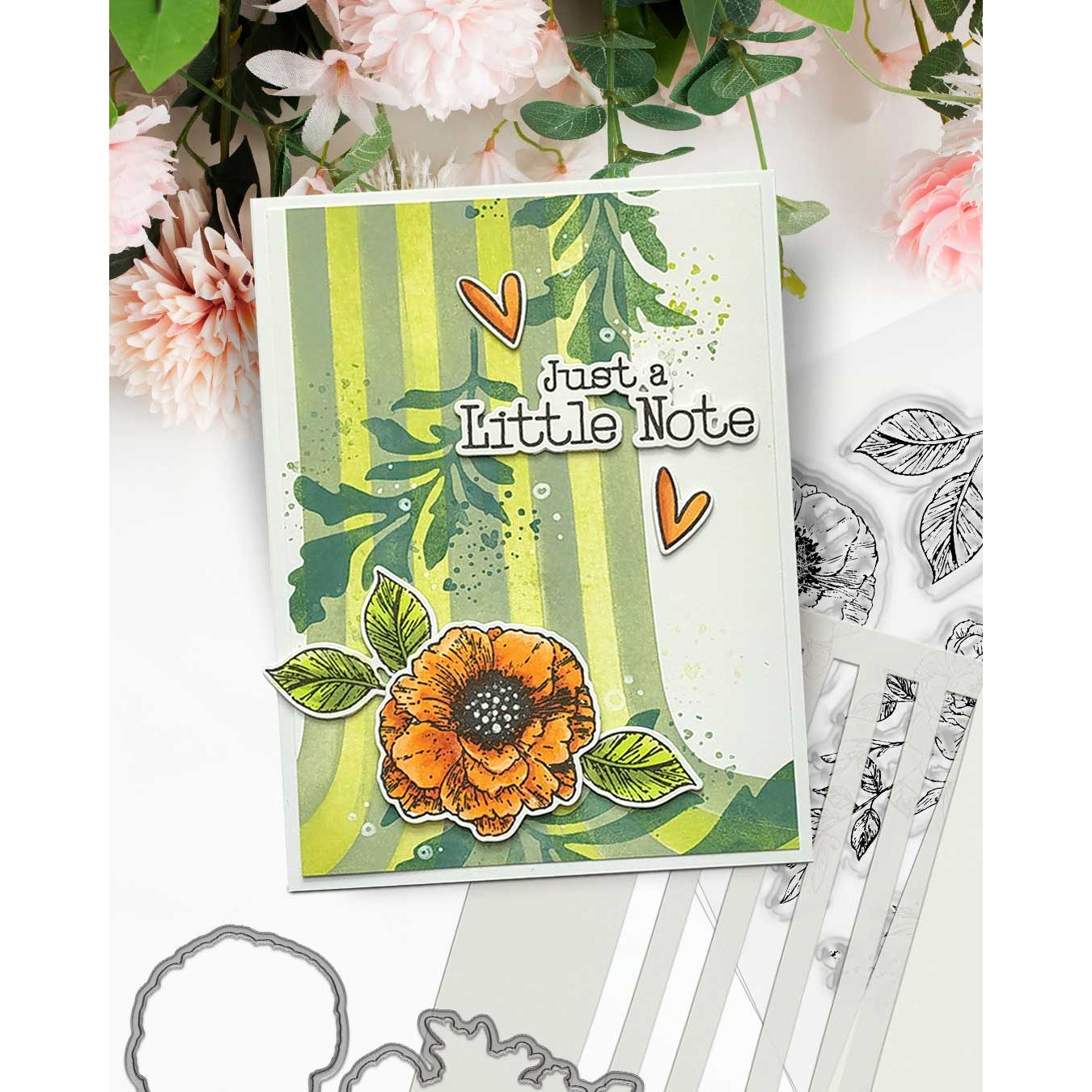Polkadoodles Just A little Note Stamp and Die Bundle flower