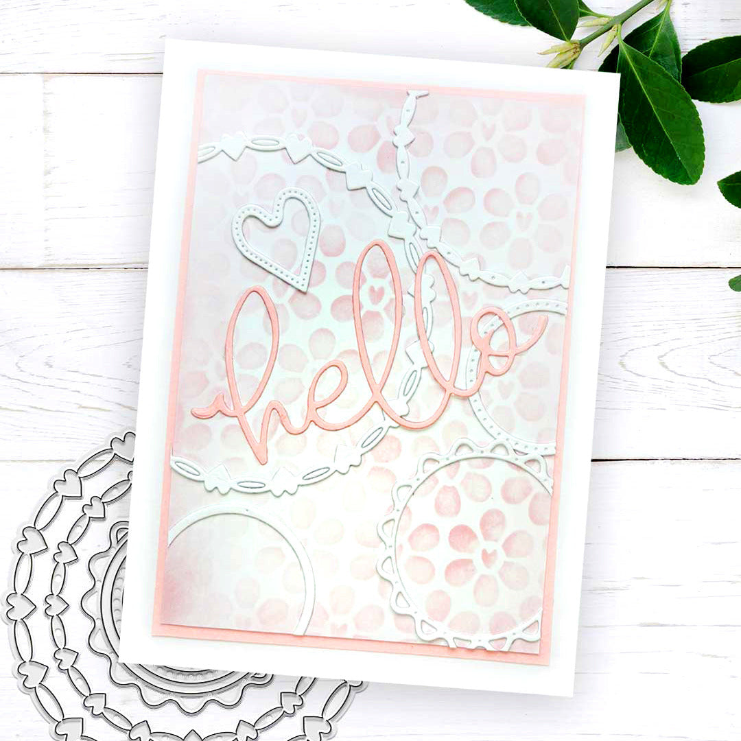 Polkadoodles Nested Heart Dies pd9084 hello
