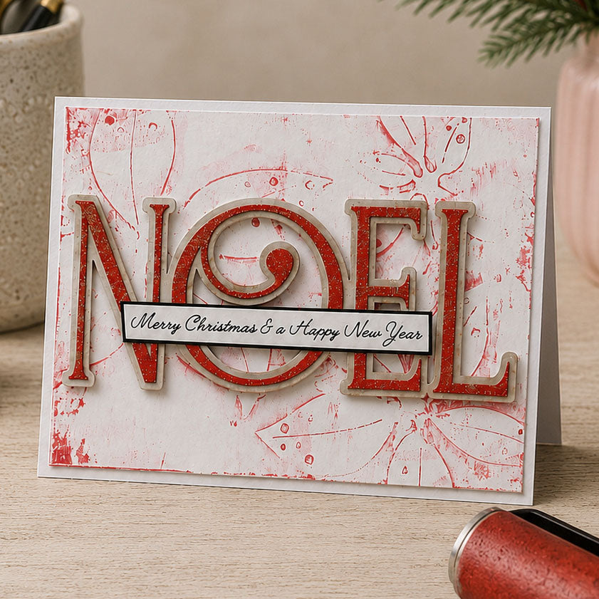Polkadoodles Noel Text Dies pd9182 merry christmas red card