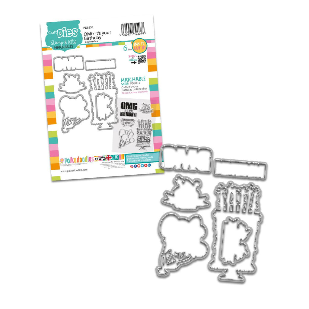 Polkadoodles OMG Birthday Outline Dies pd8833