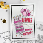 Polkadoodles OMG Birthday Outline Dies pd8833 cake