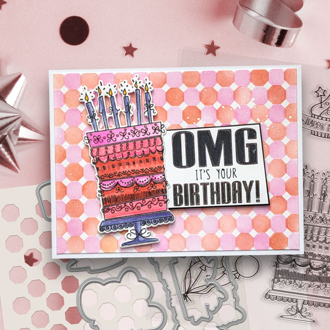 Polkadoodles OMG Birthday Outline Dies pd8833 cake candles