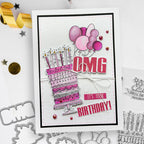 Polkadoodles OMG Birthday Stamp and Die Bundle cake candle cake
