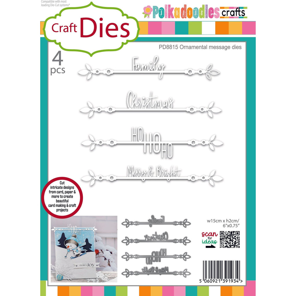 Polkadoodles Ornamental Message Dies pd8815