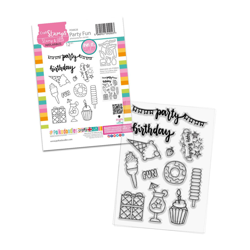 Polkadoodles Party Fun Clear Stamps pd8828