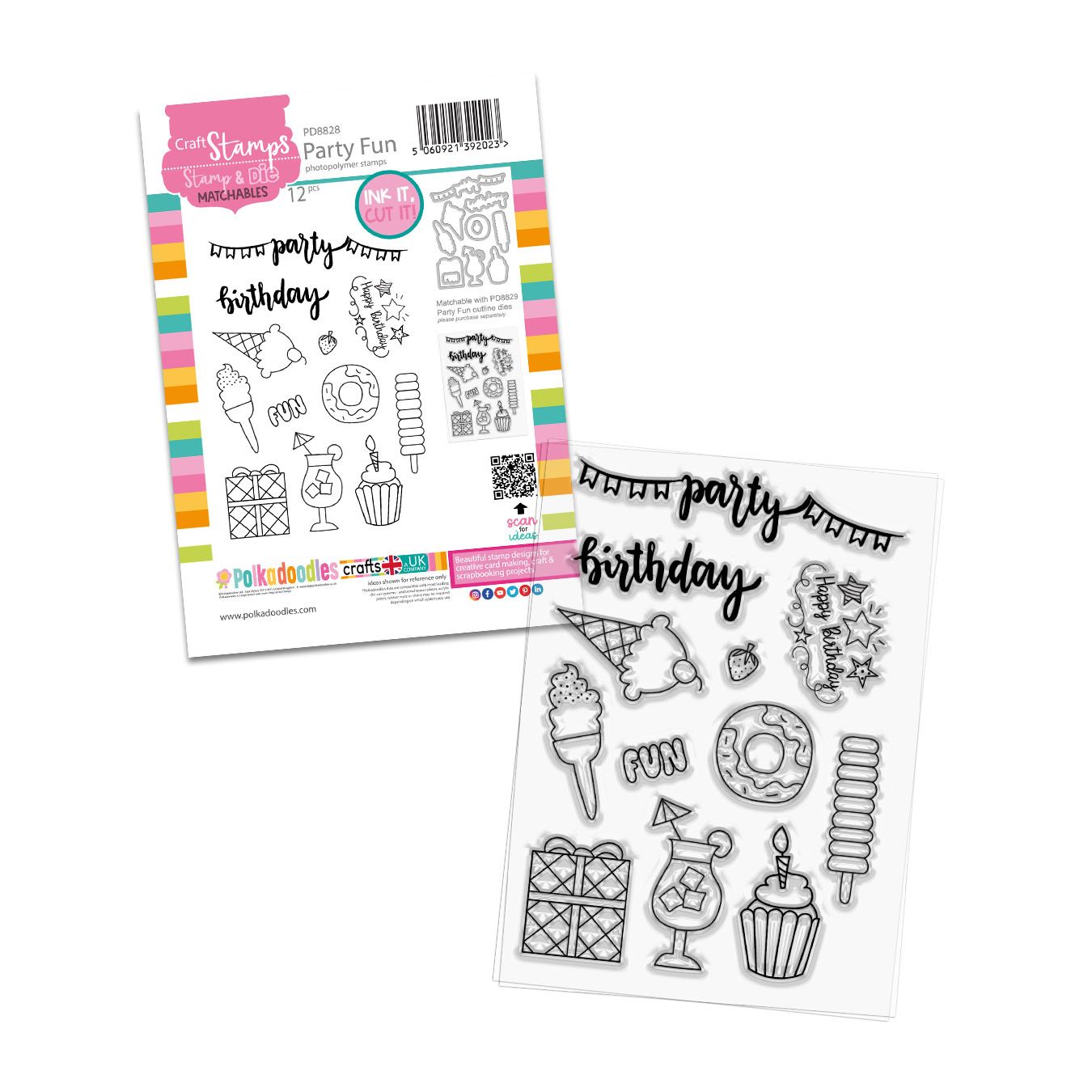 Polkadoodles Party Fun Clear Stamps pd8828