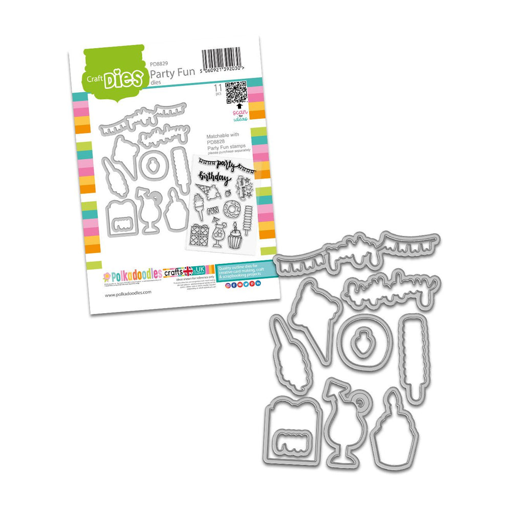 Polkadoodles Party Fun Outline Dies pd8829
