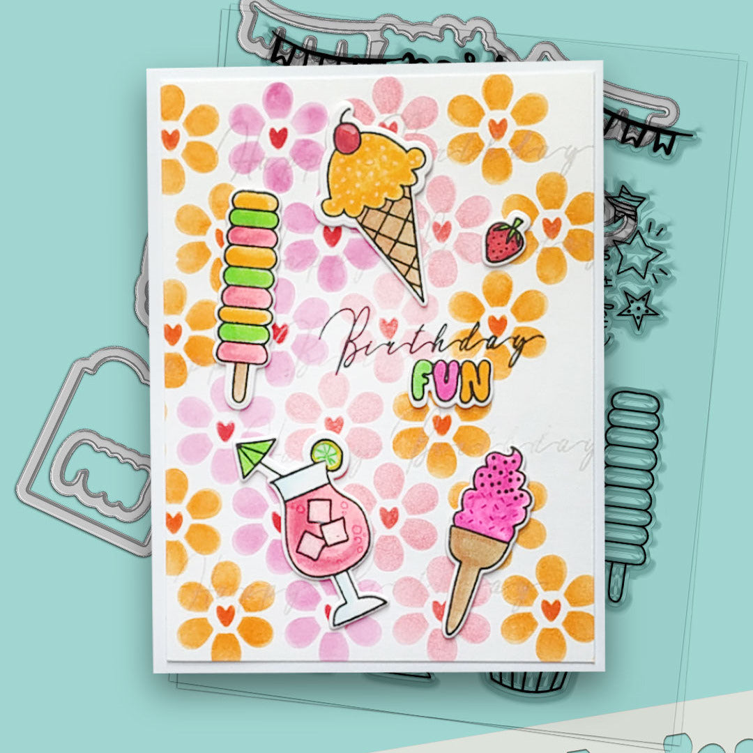 Polkadoodles Party Fun Outline Dies pd8829 birthday fun