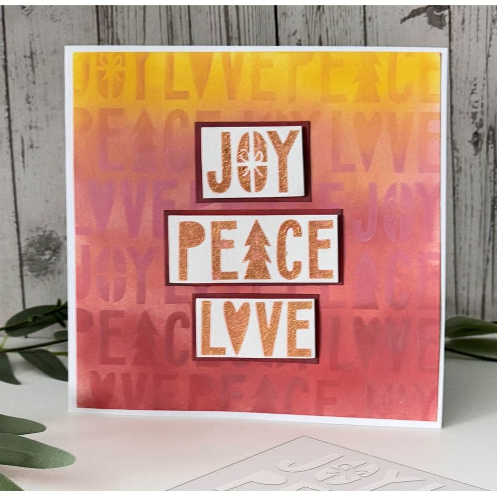 Polkadoodles Peace Joy Love Emboss-Ink Stencil pd9039 orange