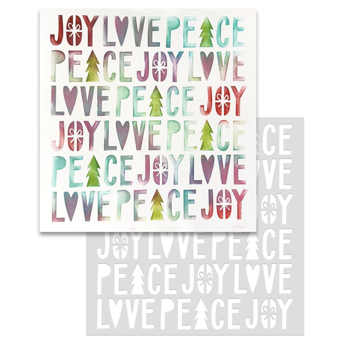 Polkadoodles Peace Joy Love Emboss-Ink Stencil pd9039 template