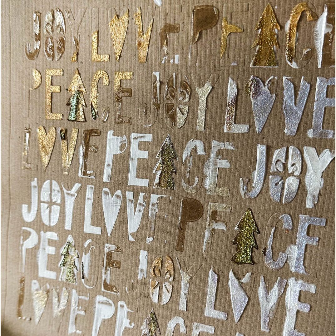 Polkadoodles Peace Joy Love Emboss-Ink Stencil pd9039 tree