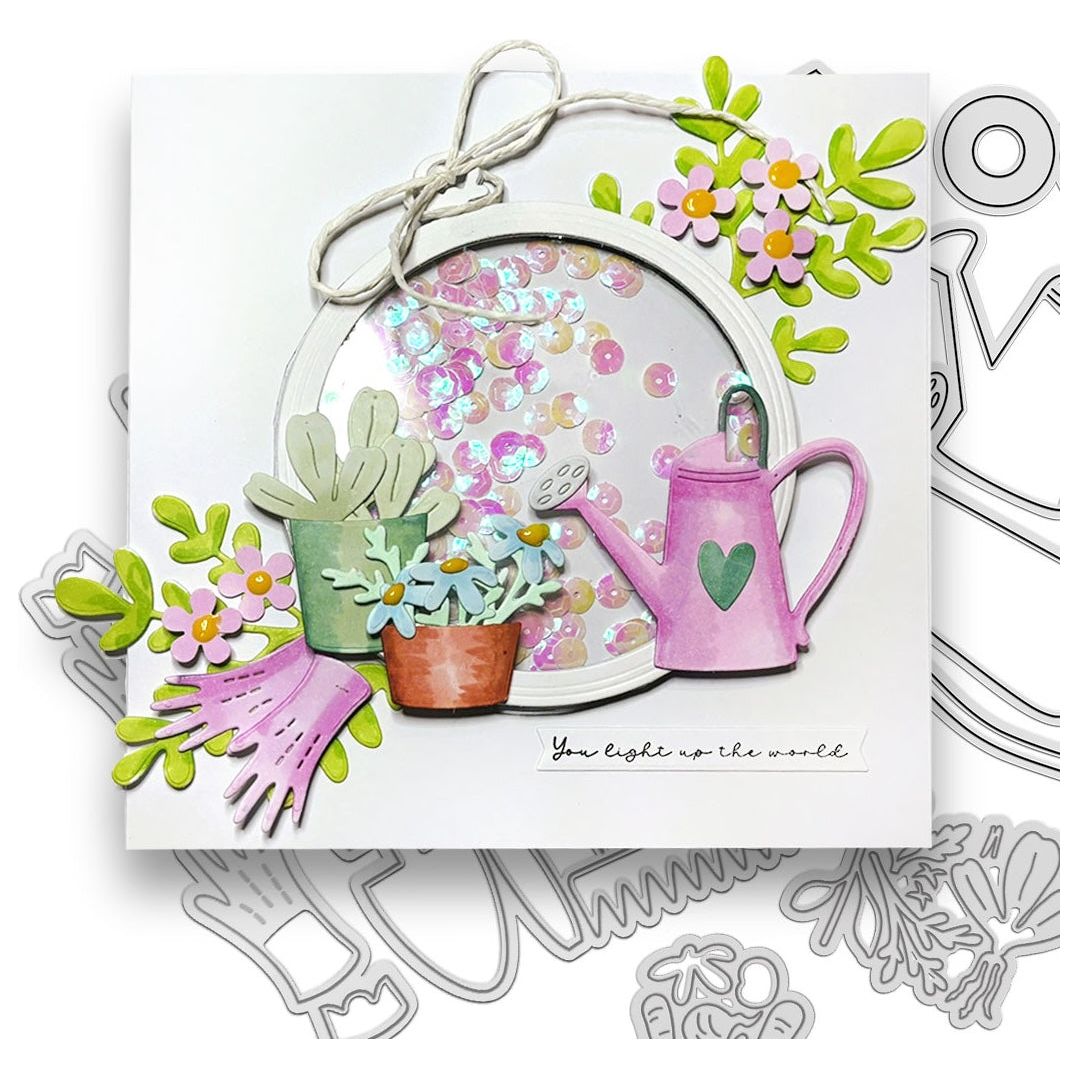 Polkadoodles Plants and Pots Dies pd8936 shaker