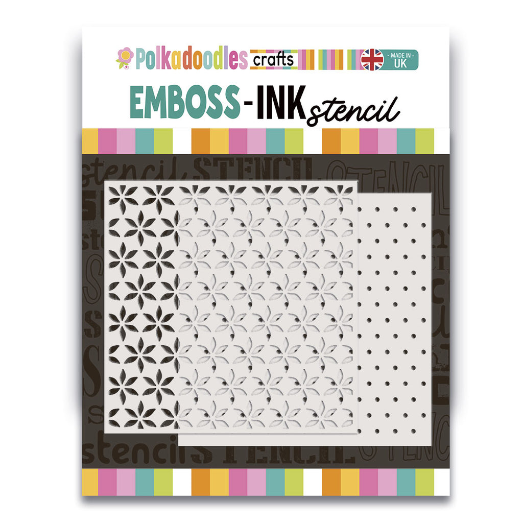 Polkadoodles Poinsettia and Dots Layering Emboss-ink Stencils pd9040