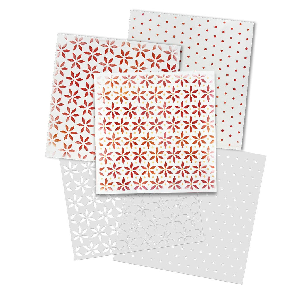 Polkadoodles Poinsettia and Dots Layering Emboss-ink Stencils pd9040 template