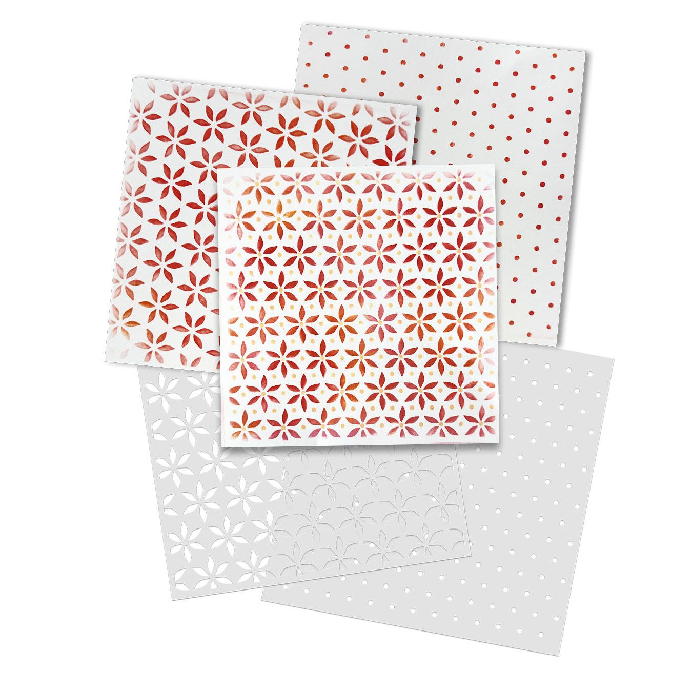 Polkadoodles Poinsettia and Dots Layering Emboss-ink Stencils pd9040 template