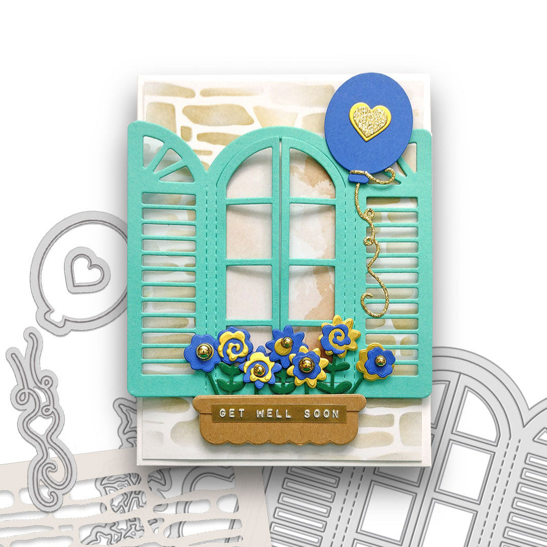 Polkadoodles Pretty Shutter Window Dies pd8842 get well soon