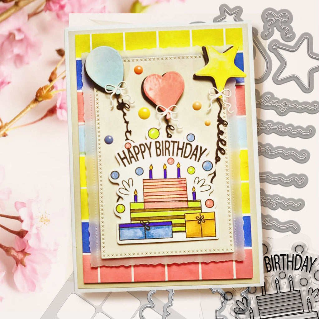 Polkadoodles Retro Rounded Square Emboss-Ink Stencil pd9100 birthday