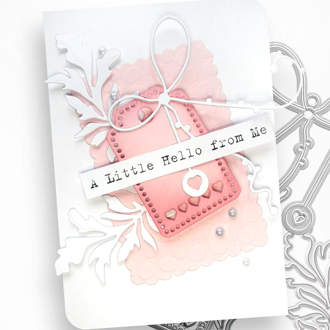Polkadoodles Ribbon and Tag Heart Dies pd9083 hello