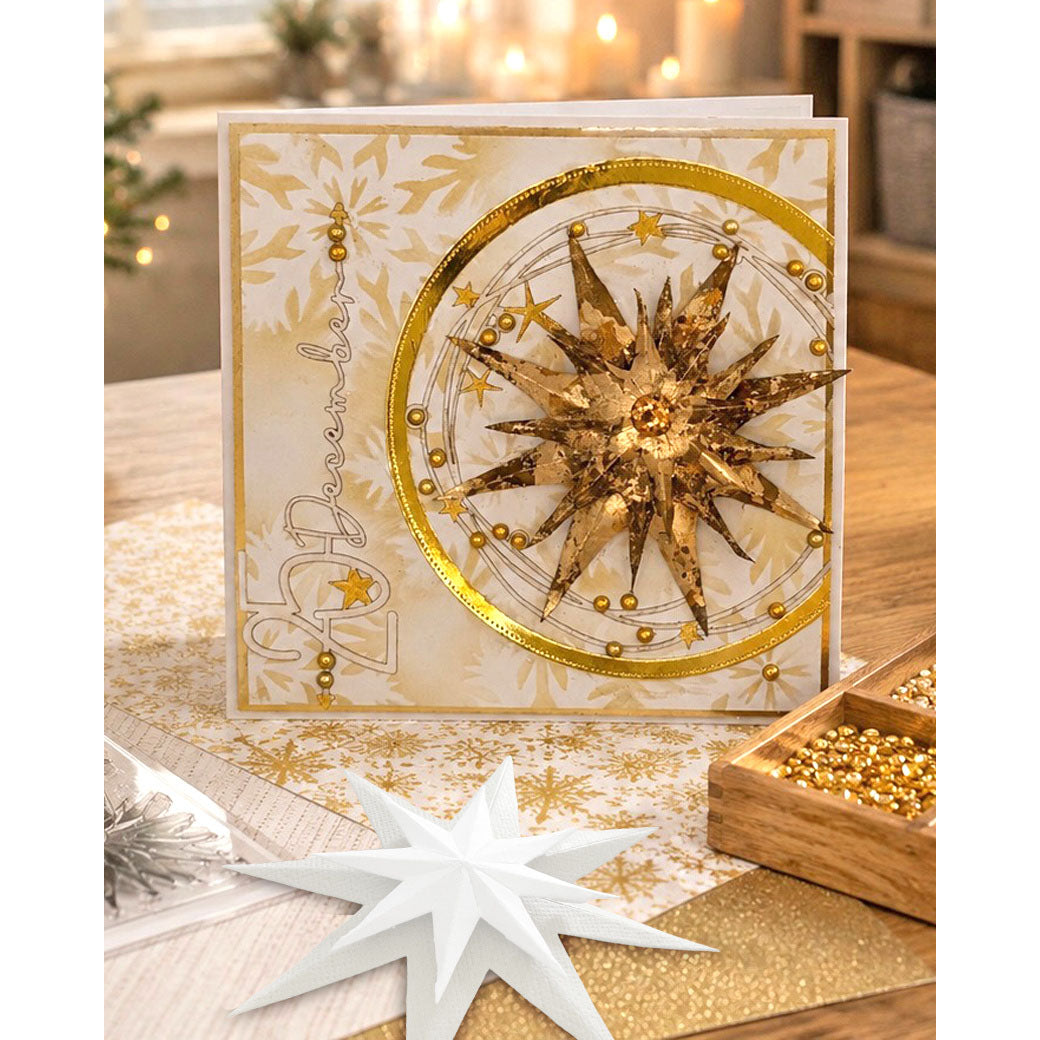 Polkadoodles Sculptured Stars Dies pd9194 december 25th gold card