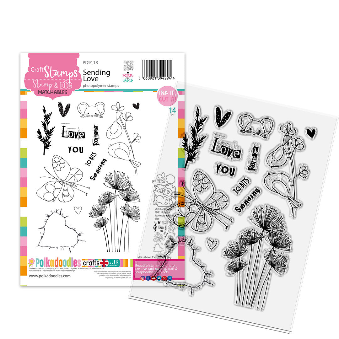 Polkadoodles Sending Love Clear Stamps pd9118