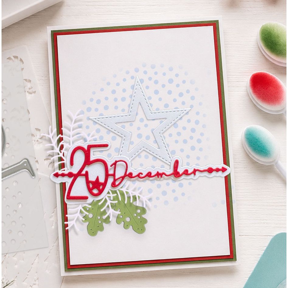 Polkadoodles Snowfall Dots 6x6 Stencil pd9203 december 25h star card