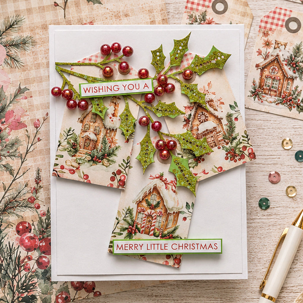 Polkadoodles Sparkling Christmas A5 Paper and Topper Pack pd9202 merry little christmas card