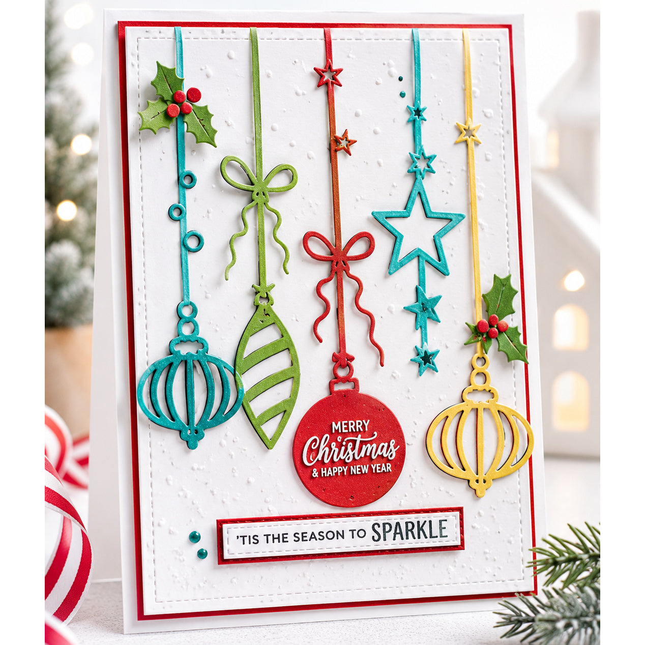 Polkadoodles Sparkling Delicate Baubles Dies pd9196 hanging ornaments sparkle card