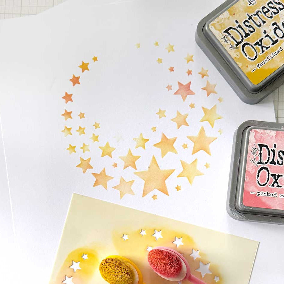 Polkadoodles Star Circle Emboss-Ink Stencil pd9125 orange stars