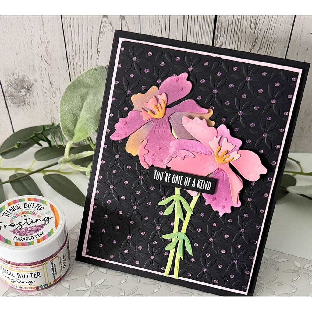 Polkadoodles Stencil Butter Frosting Sugared Pink pd8967 flower