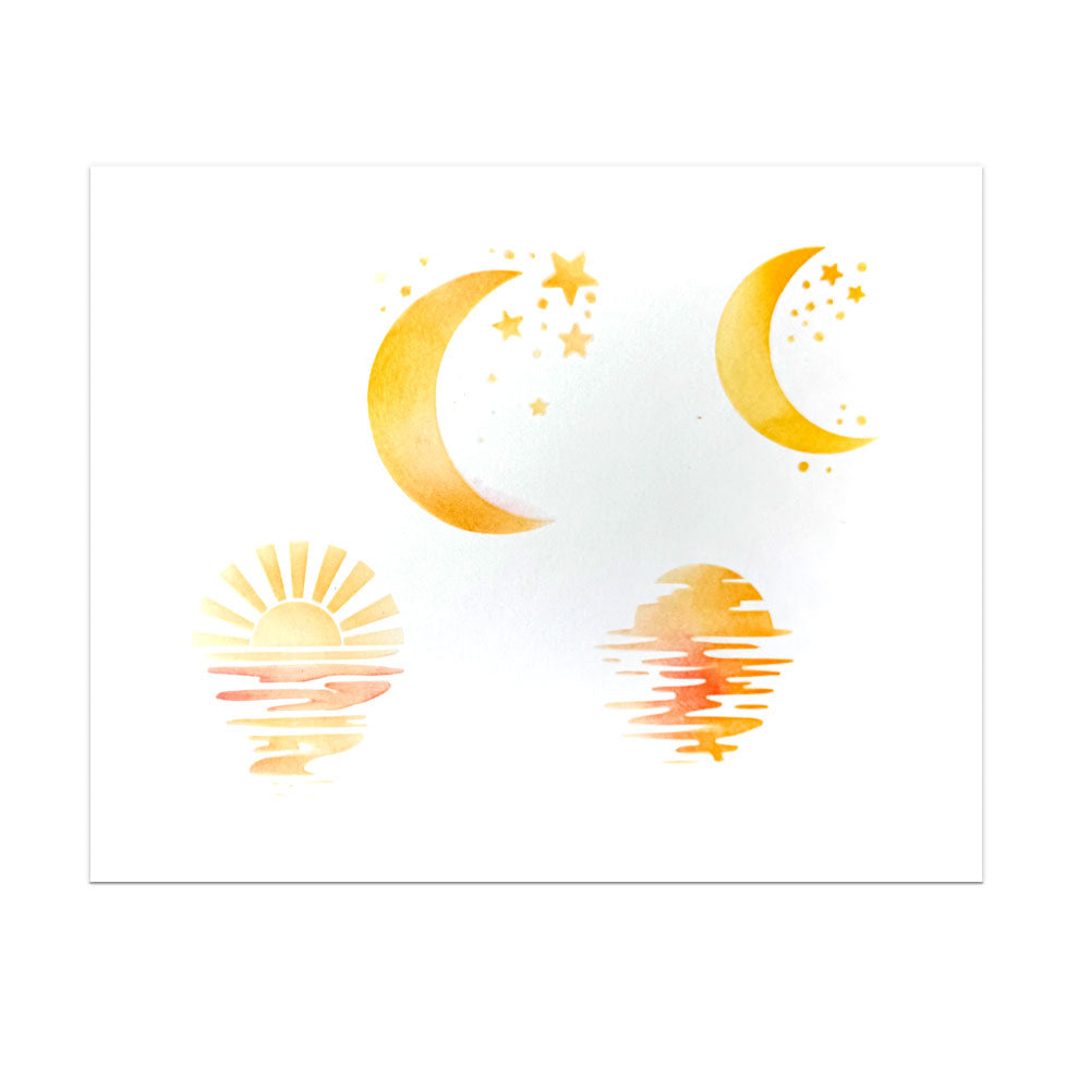 Polkadoodles Sun and Moon 8x8 Stencil pd9005 moon