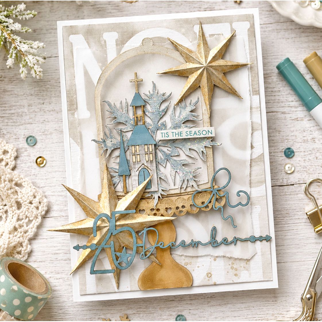 Polkadoodles Sweet Glass Dome or Cloche Dies pd9192 december 25 noel card