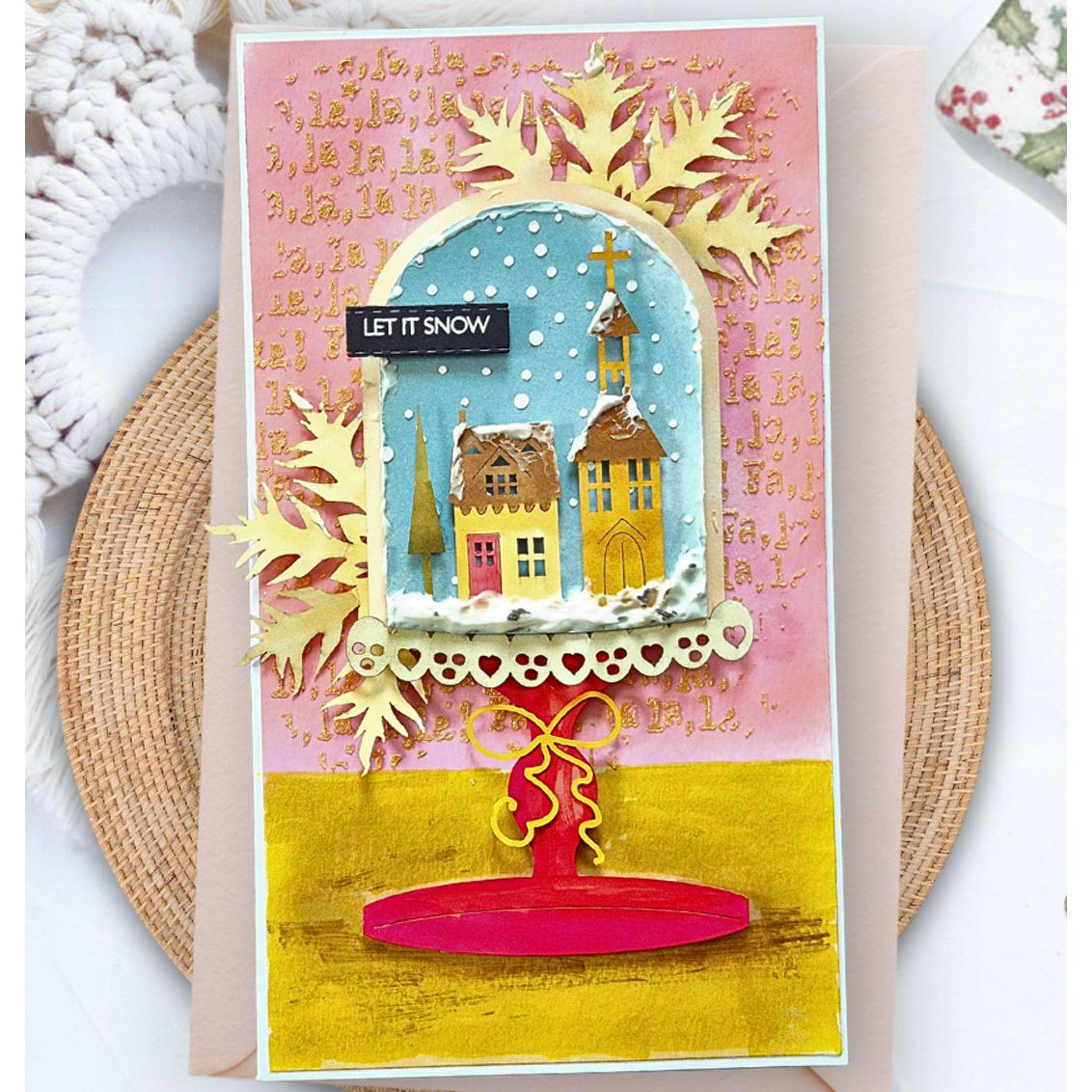 Polkadoodles Sweet Glass Dome or Cloche Dies pd9192 let it snow holiday village card