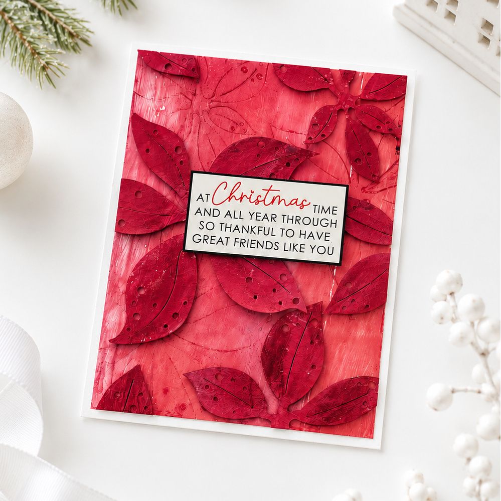 Polkadoodles Sweet Poinsettia Flower Dies pd9184 red flowers christmas card