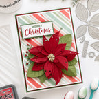Polkadoodles Sweet Poinsettia Flower Dies pd9184 red flowers merry christmas card