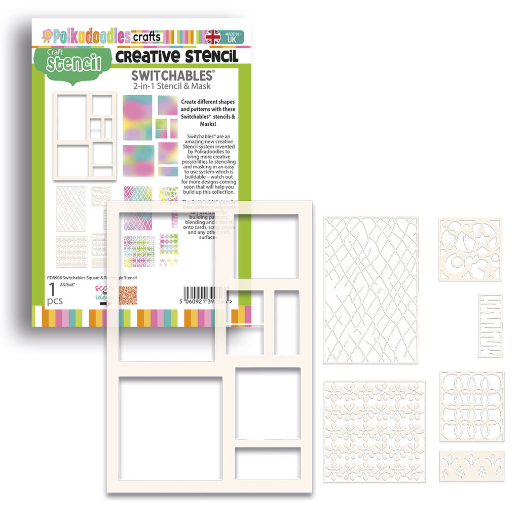 Polkadoodles Switchables Squares and Rectangles Stencil pd8908