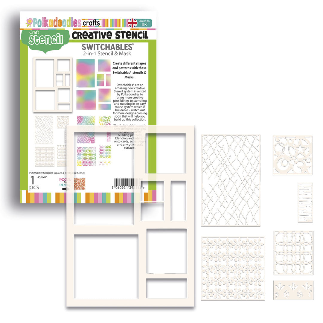Polkadoodles Switchables Squares and Rectangles Stencil pd8908