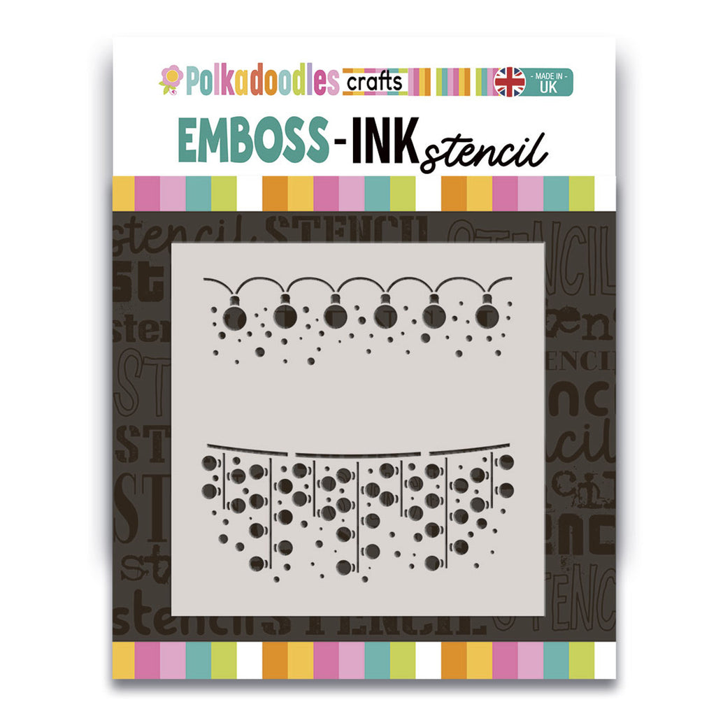 Polkadoodles Twinkling Lights 6x6 Emboss-Ink Stencil pd9038